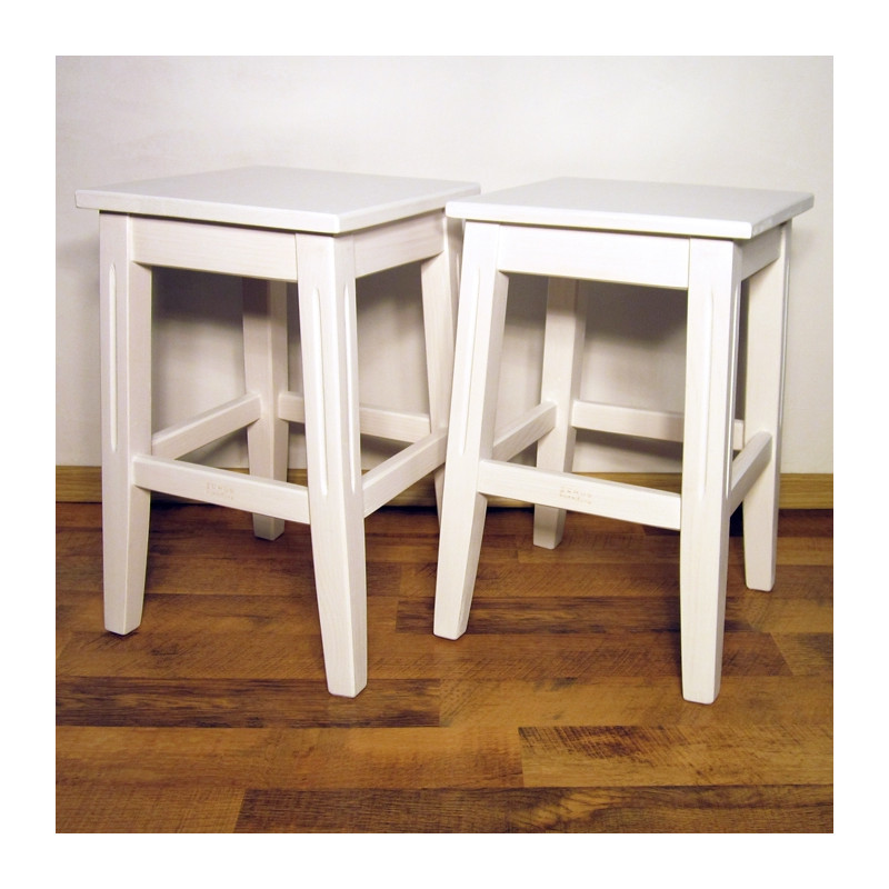 Lot de 2 Tabourets droits - blancs